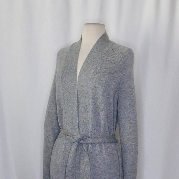 THEORY Cashmere Malinka Belted Cardigan Sweater Husky Gray Knit Size P X-Small - Picture 8 of 16